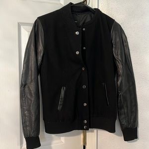Leather Sleeve Varsity Jacket